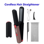 2 in 1 Cordless Electric Hair Straightener and Curler Flat Iron Portable Wireless Mini Hair Straightener(Black)