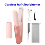 2 in 1 Cordless Electric Hair Straightener and Curler Flat Iron Portable Wireless Mini Hair Straightener(Pink)