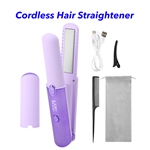 2 in 1 Cordless Electric Hair Straightener and Curler Flat Iron Portable Wireless Mini Hair Straightener(Purple)