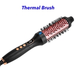 Professional Ceramic Infrared Thermal Curling Brush PTC Heated Hair Straightener Comb with LCD Display (Black)