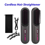 Portable Rechargeable Usb Electric Cordless Mini Hair Straightener Brush with Adjustable Heat Settings and Fast Heating