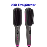 Electric Fast heating 2 in 1 Hair Straightener Brush and Flat Iron with Adjustable Heat Settings Negative ions Straightening Comb