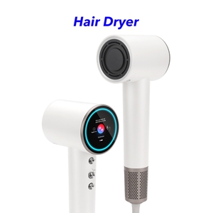 New Design High Speed Hairdryer BLDC Blow Dryer LCD Hairdryer Professional Salon Hair Dryer with 5 modes（white）