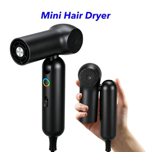Professional Fast Drying Ionic High Speed Hair Dryer Mini Portable Hair Blow Dryer for Travel (Black)