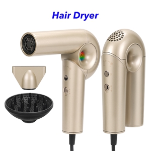 High Quality Negative Ionic High Speed Foldable Hair Dryer Electric Portable Salon Professional Blow Dryer with Diffuser (Gold)