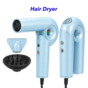 High Quality Negative Ionic High Speed Foldable Hair Dryer Electric Portable Salon Professional Blow Dryer with Diffuser (Blue)