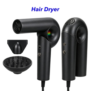 High Quality Negative Ionic High Speed Foldable Hair Dryer Electric Portable Salon Professional Blow Dryer with Diffuser (Black)