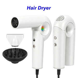 High Quality Negative Ionic High Speed Foldable Hair Dryer Electric Portable Salon Professional Blow Dryer with Diffuser (White)