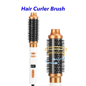 Upgraded Thermal Brush Professional Curling Iron Wand Automatic Rotating Hair Curler Brush (white)