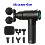 Therapy Gun Massager Handheld Double-head Percussion Deep Tissue Fascial Gun Electric Muscle Massage Gun(Black)