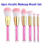 6pcs/set Synthetic Hair Acrylic Diamond Handle Makeup Brushes Set (Pink)