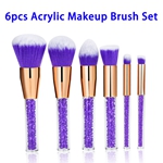 6pcs/set Synthetic Hair Acrylic Diamond Handle Makeup Brushes Set (Purple)