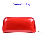Fashion Gold Zipper Waterproof Portable Ladies Makeup Storage Bag Cosmetic Bag (Red)