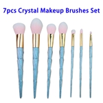 7pcs Cosmetics Crystal Unicorn Design Facial Makeup Brushes Set (Blue)