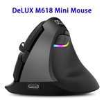 800/1200/1600/2400DPI Delux M618mini USB Rechargeable Wireless Vertical Mouse (Black)