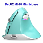800/1200/1600/2400DPI Delux M618mini USB Rechargeable Wireless Vertical Mouse (Green)