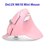 800/1200/1600/2400DPI Delux M618mini USB Rechargeable Wireless Vertical Mouse (Pink)