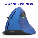 800/1200/1600/2400DPI Delux M618mini USB Rechargeable Wireless Vertical Mouse (Blue)