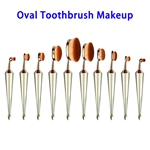 10pcs/set Powder Foundation Cosmetics Tool Oval Toothbrush Makeup Brushes Set (Gunmetal Silver)