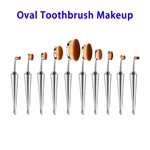 10pcs/set Powder Foundation Cosmetics Tool Oval Toothbrush Makeup Brushes Set (Silver)