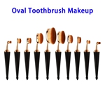 10pcs/set Powder Foundation Cosmetics Tool Oval Toothbrush Makeup Brushes Set (Rose Gold and Black)