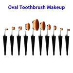 10pcs/set Powder Foundation Cosmetics Tool Oval Toothbrush Makeup Brushes Set (Silver and Black)