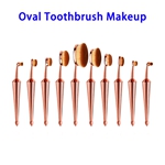 10pcs/set Powder Foundation Cosmetics Tool Oval Toothbrush Makeup Brushes Set (Rose Gold)