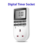 Appliance Timer with Outlet Digital Light Timer Plug-in Timer for Electrical Outlet (UK Plug)