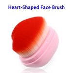 1pcs Heart-shape Portable Premium Multi-purpose Makeup Brush with Mirror Protective Cover (Pink)