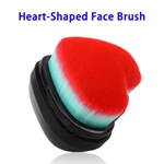 1pcs Heart-shape Portable Premium Multi-purpose Makeup Brush with Mirror Protective Cover (Black)