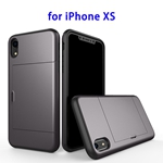 2 in 1 Bumper Protective Card Slot Cover Case for iPhone XS(Grey)