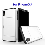 2 in 1 Bumper Protective Card Slot Cover Case for iPhone XS(White)