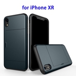 2 in 1 Bumper Protective Card Slot Cover Case for iPhone XR (Dark Blue)