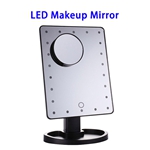 New Multifunctional 3 Gears Touching Screen LED Makeup Mirror with Storage (Black)