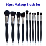 10pcs Ergonomic Microphone Dotted Design Makeup Brushes Set (Silver)