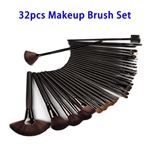 Wood Handle 32pcs Synthetic Hair Makeup Brush Set (Black)