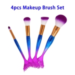 4pcs/set Synthetic Hair Electroplated Plastic Handle Fish Tail Makeup Brushes (Color 2)