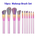 10pcs Synthetic Hair Acrylic Polished Aluminum Tube Makeup Brush Set (Pink)