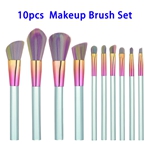 10pcs Synthetic Hair Acrylic Polished Aluminum Tube Makeup Brush Set (Blue)