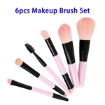 6pcs/set Soft Synthetic Hair Wood Handle Makeup Brushes Set (Pink)