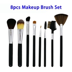8pcs/set Super Soft Synthetic Hair Black Wood Handle Makeup Brushes