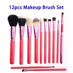 12pcs/set Super Soft Wood Handle Makeup Brushes with PU Bag (Rose)