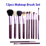 12pcs/set Super Soft Wood Handle Makeup Brushes with PU Bag (Purple)