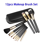 12pcs/set Foundation Makeup Brushes Kit with Pu Bag (Gold aluminium tube)