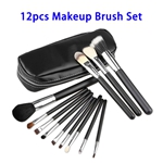 12pcs/set Foundation Makeup Brushes Kit with Pu Bag (Silver aluminium tube)