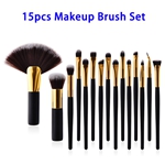 15pcs Synthetic Hair Cosmetics Makeup Brush Set  (Golden)