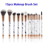 15pcs Premium Synthetic Hair Marble Makeup Brush Set