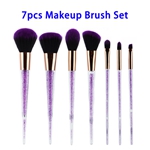 7pcs Synthetic Hair with Glitter Purple Diamond Plastic Handle Makeup Brush Set