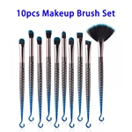 10pcs Synthetic Hair Electroplated Handle Makeup Brushes Set