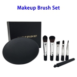 2 in 1 Super Soft Premium Nylon Hair Makeup Brushes with Makeup Mirror Box (Black)